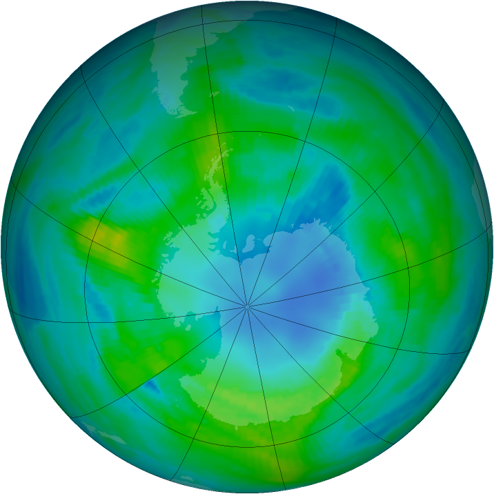 Antarctic ozone map for 14 April 1982